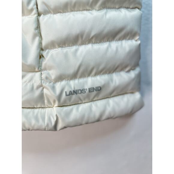 Lands End Quilted Puffer Vest Down/Feather Insulated Ivory Women Sz Large 14-16 - Picture 2 of 7
